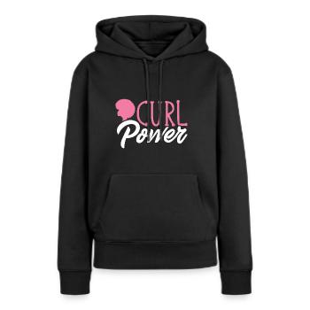 Cheveux bouclés Boucles afro Cheveux naturels - Sweat à capuche Premium bio Femme - noir - Devant - Julia (174cm)