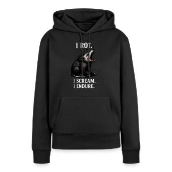 Opossum Spruch Je pourris Je crie - Sweat à capuche Premium bio Femme - noir - Devant - Julia (174cm)