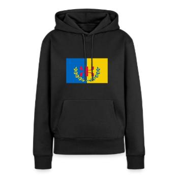 Drapeau Kabyle officiel - Sweat à capuche Premium bio Femme - noir - Devant - Julia (174cm)