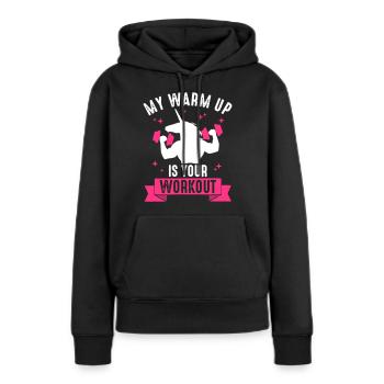 My Warm Up is your Work Out Muskel Einhorn Lustig - Sweat à capuche Premium bio Femme - noir - Devant - Julia (174cm)