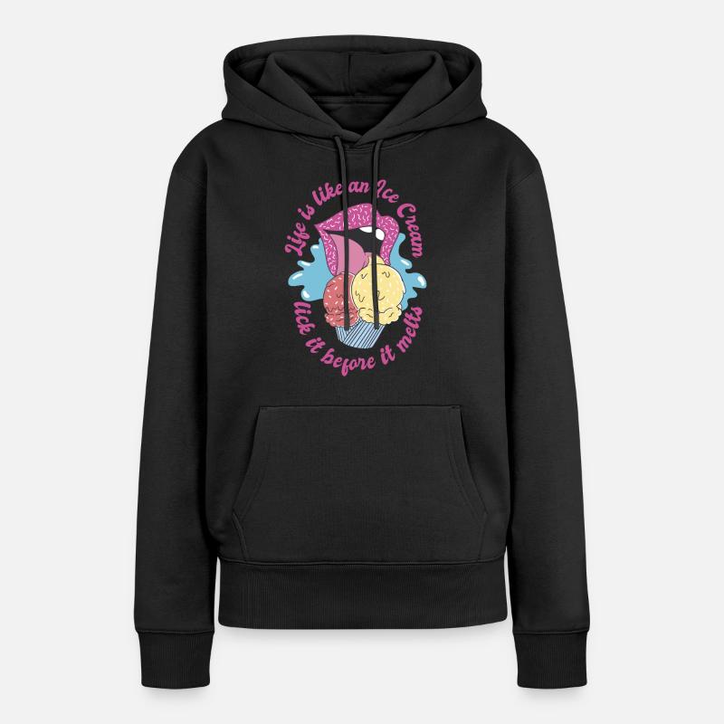 Crème glacée avec les lèvres et la langue - Sweat à capuche Premium bio Femme - noir