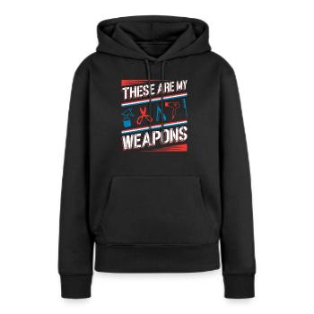Ce sont mes armes dans le salon de coiffure - Sweat à capuche Premium bio Femme - noir - Devant - Julia (174cm)
