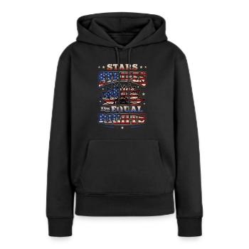 Stars Stripes et égalité - Sweat à capuche Premium bio Femme - noir - Devant - Julia (174cm)