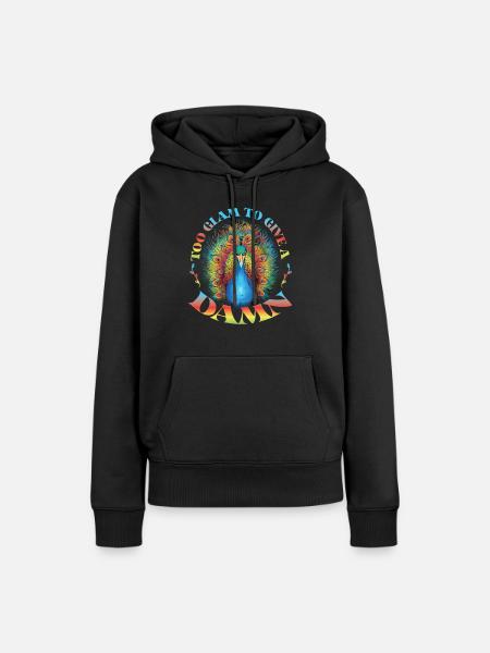 Bunter Pfau - Frauen Premium Bio Hoodie - Schwarz