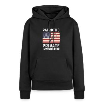 Détective privé patriotique. Détective privé aux États-Unis - Sweat à capuche Premium bio Femme - noir - Devant - Julia (174cm)