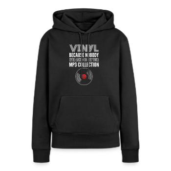 Vinyle, parce que personne après votre collection mp3 - Sweat à capuche Premium bio Femme - noir - Devant - Julia (174cm)