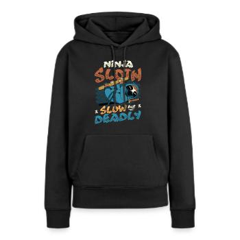 Ninja Sloth lent mais mortel - Sweat à capuche Premium bio Femme - noir - Devant - Julia (174cm)