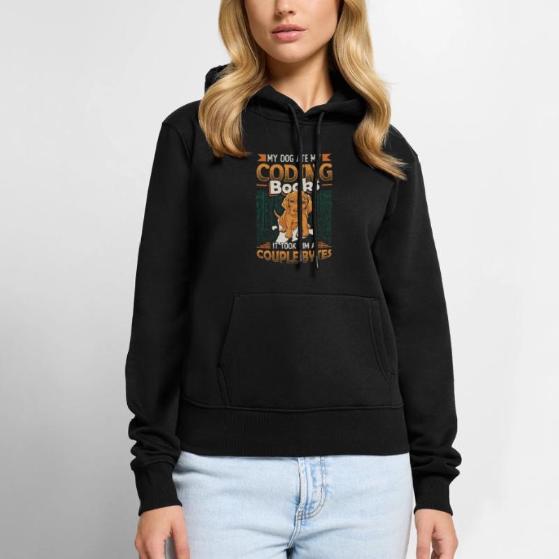 Dog Bytes Code Computer Joke Programming Women’s Premium Organic Hoodie