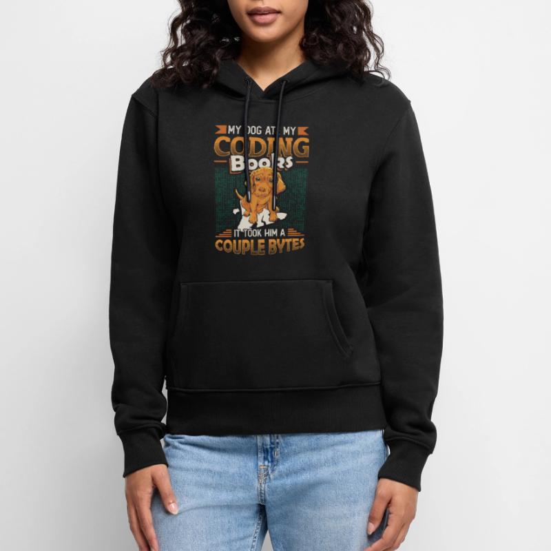 Dog Bytes Code Computer Joke Programming Women’s Premium Organic Hoodie