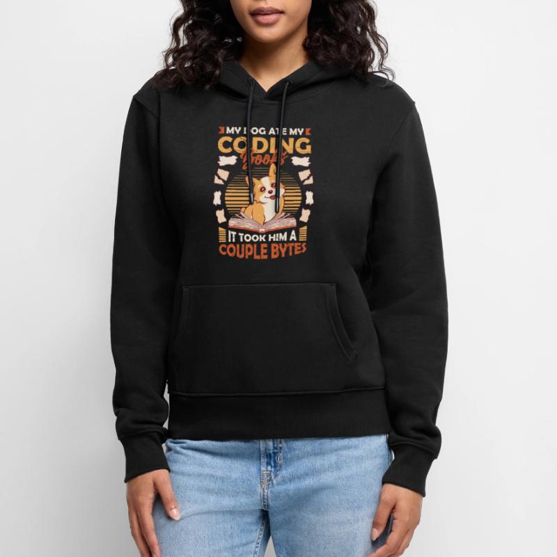 Dog Bytes Code Computer Joke Programmation Sweat à capuche Premium bio Femme