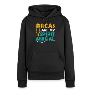 L’orque est mon âme animale, baleine, orque. - Sweat à capuche Premium bio Femme - noir - Devant - Julia (174cm)