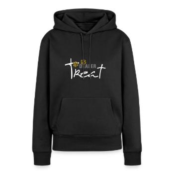 Treat Dealer – Leckerli Dealer, mit Pfoten - Frauen Premium Bio Hoodie - Schwarz - Vorne - Julia (174cm)