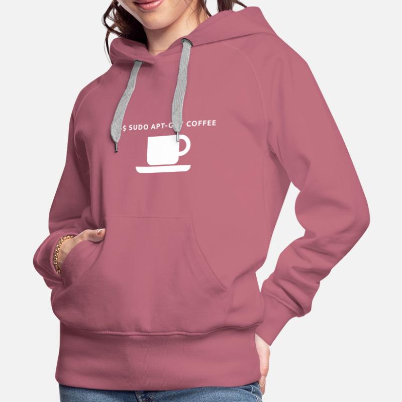 Lustiges Linux Kaffee Admin Shirt Pinguin Coder Frauen Premium Bio Hoodie