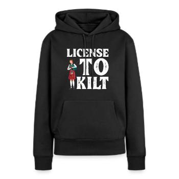 Costume de kilt écossais Saying - Jupe écossaise - Sweat à capuche Premium bio Femme - noir - Devant - Julia (174cm)
