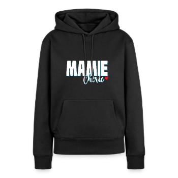 Mamie Chérie Citation Tendresse Grand-mère - Sweat à capuche Premium bio Femme - noir - Devant - Julia (174cm)