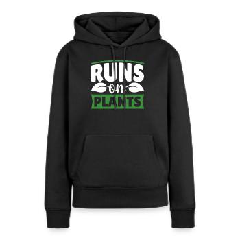 Vegan Veganer Pflanzen Spruch - Frauen Premium Bio Hoodie - Schwarz - Vorne - Julia (174cm)