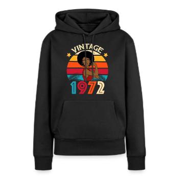 Vintage 1972 Geburtstagsfrau Afro - Frauen Premium Bio Hoodie - Schwarz - Vorne - Julia (174cm)