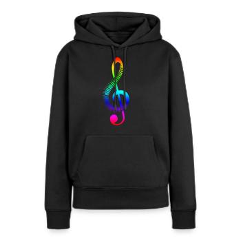 Notenschlüssel Regenbogen - Frauen Premium Bio Hoodie - Schwarz - Vorne - Julia (174cm)