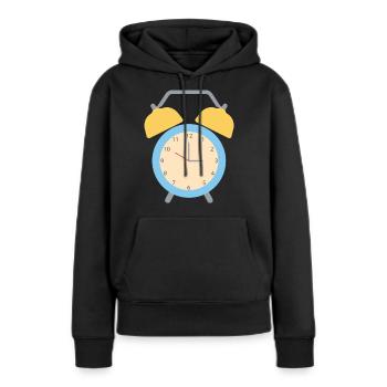 Wecker - Frauen Premium Bio Hoodie - Schwarz - Vorne - Julia (174cm)