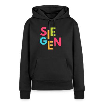 Siegen - Siegerland Design aus dem Kreis Siegen - Frauen Premium Bio Hoodie - Schwarz - Vorne - Julia (174cm)