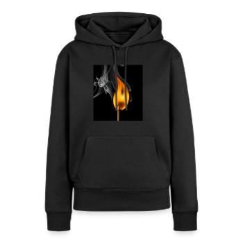 Streichholz brennt - Frauen Premium Bio Hoodie - Schwarz - Vorne - Julia (174cm)