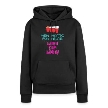 Beerpong Motto - Frauen Premium Bio Hoodie - Schwarz - Vorne - Julia (174cm)