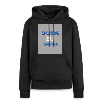 Sportive du dimanche - Sweat à capuche Premium bio Femme - noir - Devant - Julia (174cm)