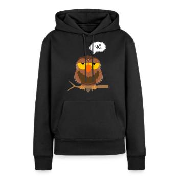 Eule Nö Nein Neinsager Kein Bock Faul Lustlos - Frauen Premium Bio Hoodie - Schwarz - Vorne - Julia (174cm)