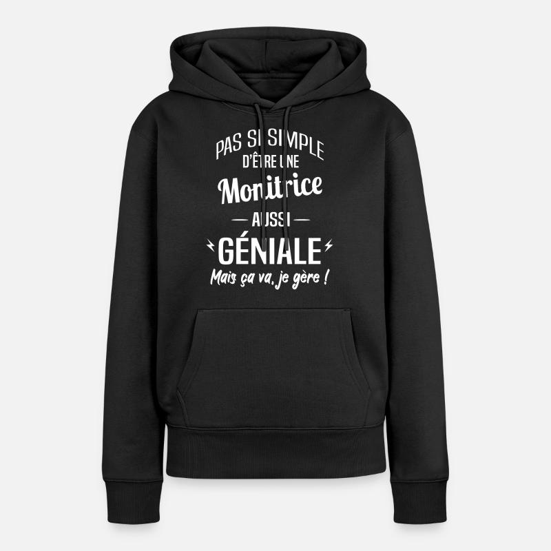 Monitrice - Sweat à capuche Premium bio Femme - noir