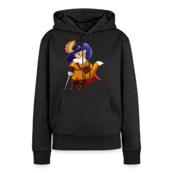 Chaton en bottes - Sweat à capuche Premium bio Femme - noir - Devant - Julia (174cm)