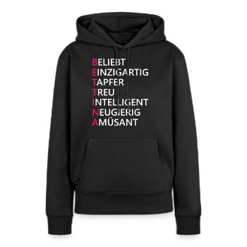 Bettina Name Geschenk - Frauen Premium Bio Hoodie - Schwarz - Vorne - Julia (174cm)