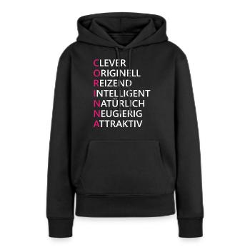 Corinna Name Geschenk - Frauen Premium Bio Hoodie - Schwarz - Vorne - Julia (174cm)