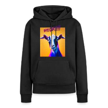 Oh ma chèvre! (OGM) - Sweat à capuche Premium bio Femme - noir - Devant - Julia (174cm)