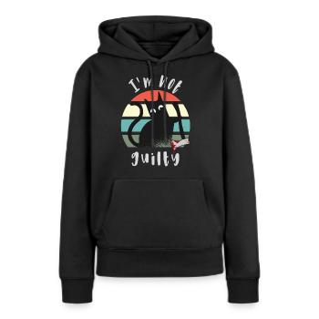 Je suis innocent, chat avec hache - Sweat à capuche Premium bio Femme - noir - Devant - Julia (174cm)