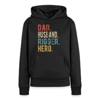 Rigger Papa Mari Héros - Sweat à capuche Premium bio Femme - noir - Devant - Julia (174cm)