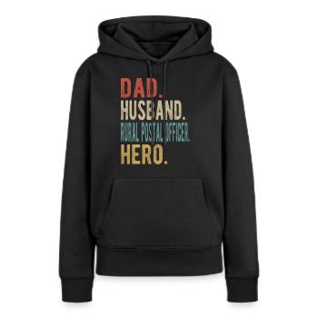 Livraison du courrier rural Père Mari Héros - Sweat à capuche Premium bio Femme - noir - Devant - Julia (174cm)