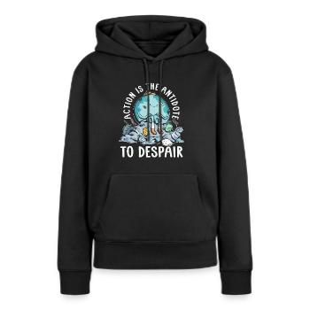 Global Warming Action Is The Antidote Environment - Frauen Premium Bio Hoodie - Schwarz - Vorne - Julia (174cm)