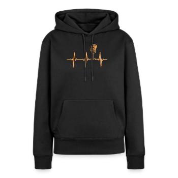 Podcaster Podcast Mic Podcast Heartbeat - Frauen Premium Bio Hoodie - Schwarz - Vorne - Julia (174cm)