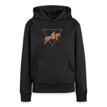Reitsport - Frauen Premium Bio Hoodie - Schwarz - Vorne - Julia (174cm)