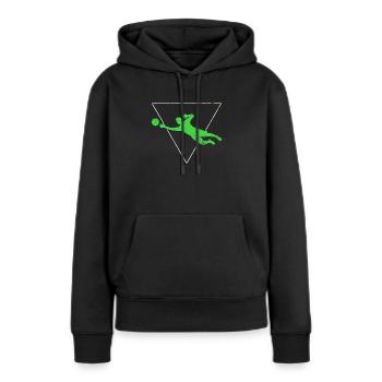 Gardien - Sweat à capuche Premium bio Femme - noir - Devant - Julia (174cm)