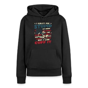 Je ne peux pas réparer la stupidité - Sweat à capuche Premium bio Femme - noir - Devant - Julia (174cm)