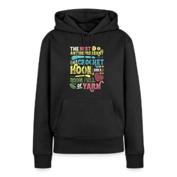 Häkelnadel Und Raum Voller Garn, Häkeln - Frauen Premium Bio Hoodie - Schwarz - Vorne - Julia (174cm)