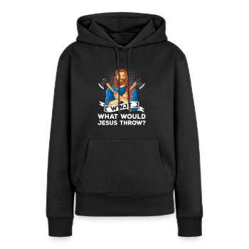 Axt Werfen - Frauen Premium Bio Hoodie - Schwarz - Vorne - Julia (174cm)