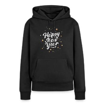 BONNE ANNÉE, BONNE ANNÉE - Sweat à capuche Premium bio Femme - noir - Devant - Julia (174cm)