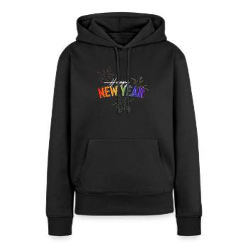 BONNE ANNÉE, BONNE ANNÉE - Sweat à capuche Premium bio Femme - noir - Devant - Julia (174cm)