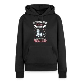 Ich brauche keinen Prinzen - Andalusier - Frauen Premium Bio Hoodie - Schwarz - Vorne - Julia (174cm)