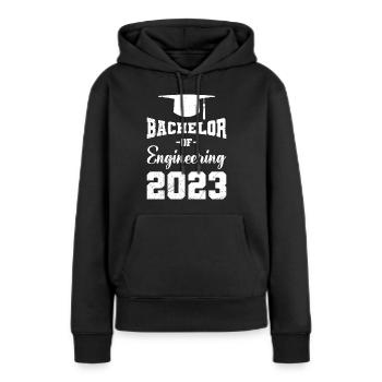 Baccalauréat en génie 2023 Baccalauréat - Sweat à capuche Premium bio Femme - noir - Devant - Julia (174cm)