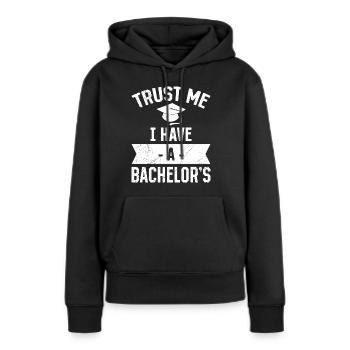 Croyez-moi, j’ai un baccalauréat - Sweat à capuche Premium bio Femme - noir - Devant - Julia (174cm)