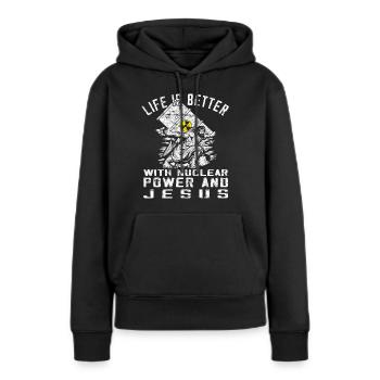 Kernkraft - Stolzer Nuklearingenieur - Frauen Premium Bio Hoodie - Schwarz - Vorne - Julia (174cm)