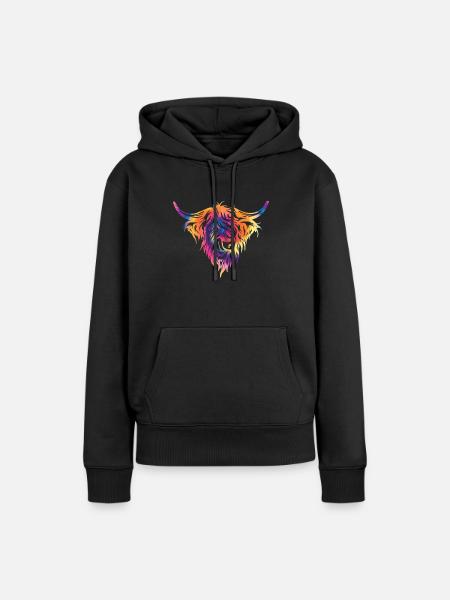 Highland cow - Women’s Premium Organic Hoodie - black